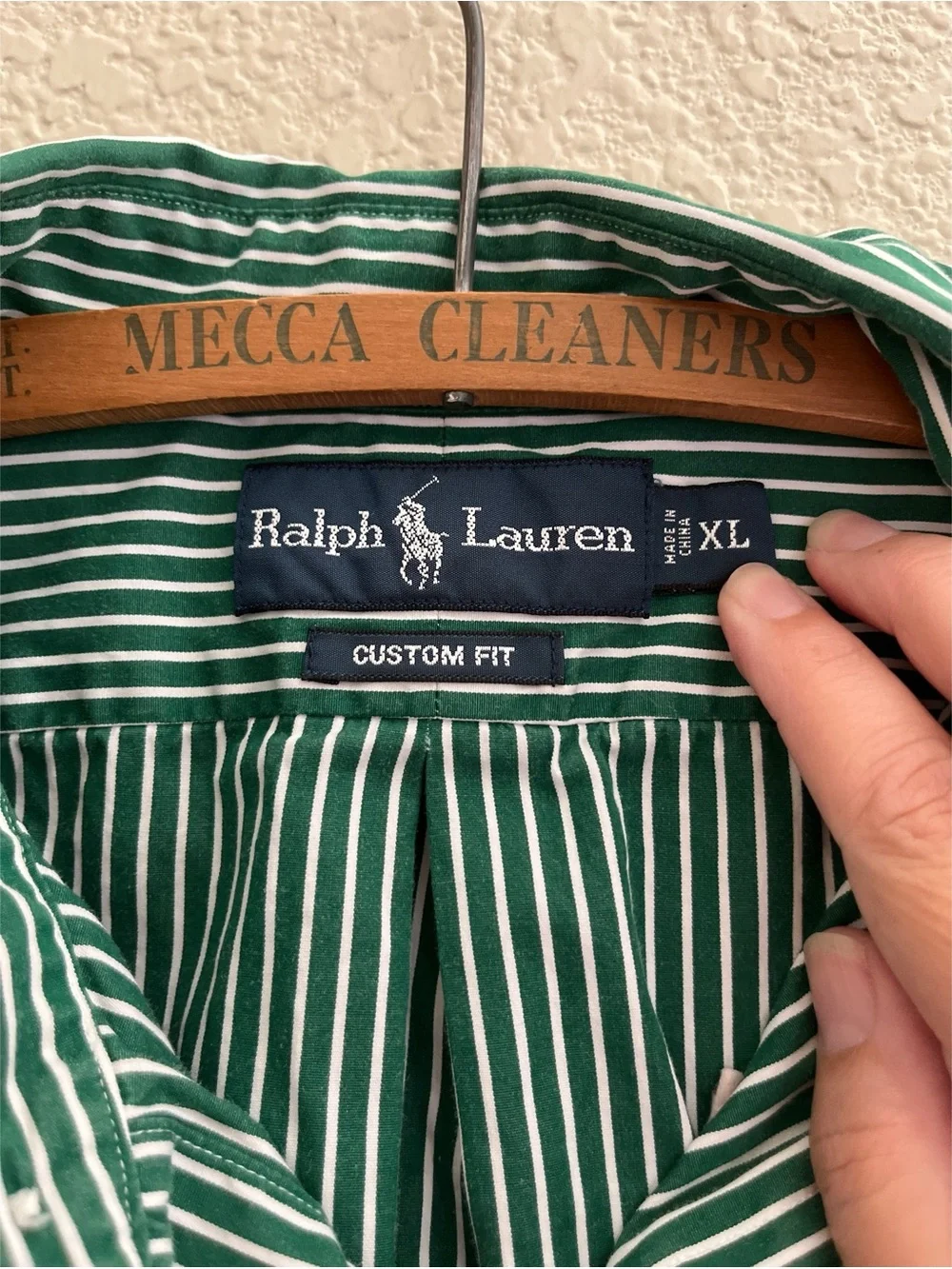 Ralph Lauren Green Striped Button Down Men’s Size XL